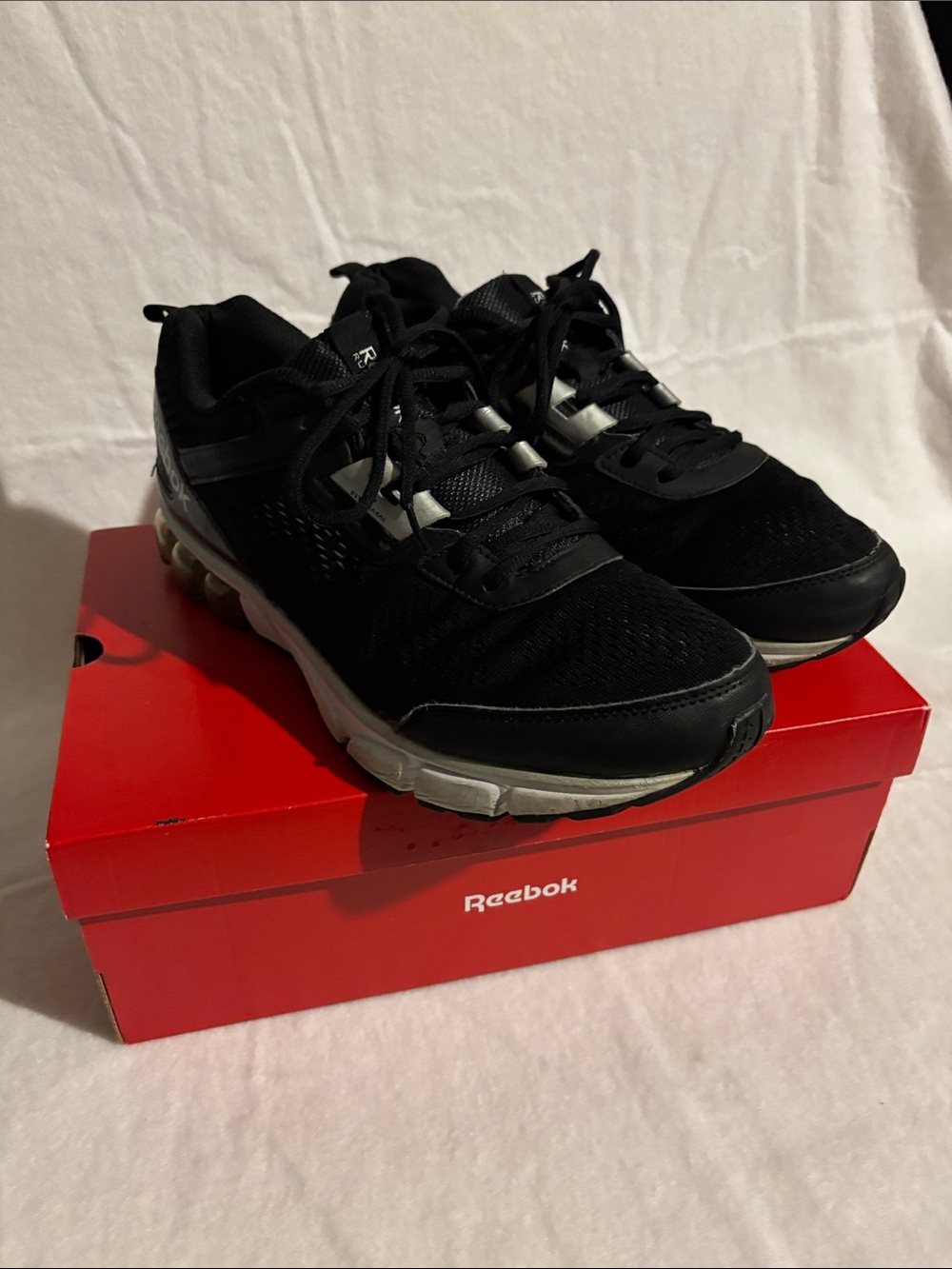 Reebok Black Athletic Training Sneakers with Silver Accents